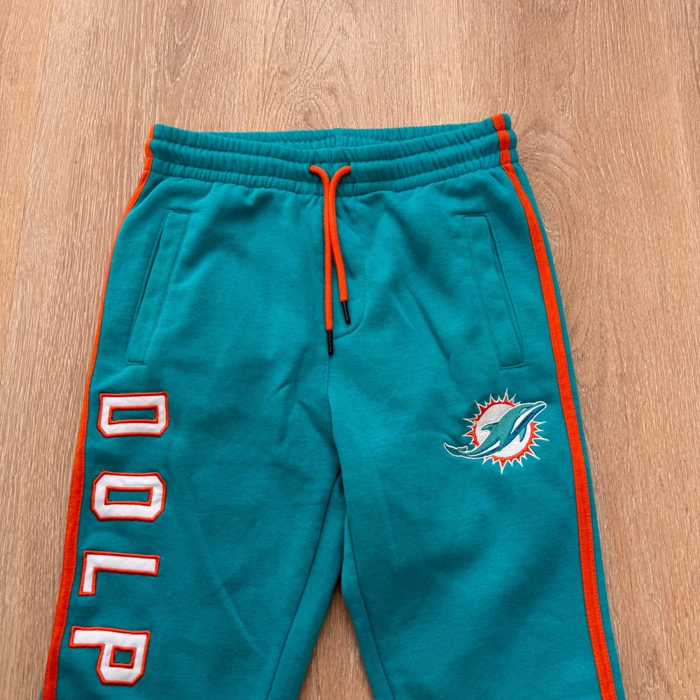 Ultra Game NFL Miami Dolphins Sweatpants Mens Small Teal Orange Joggers Fleece - Picture 2 of 8